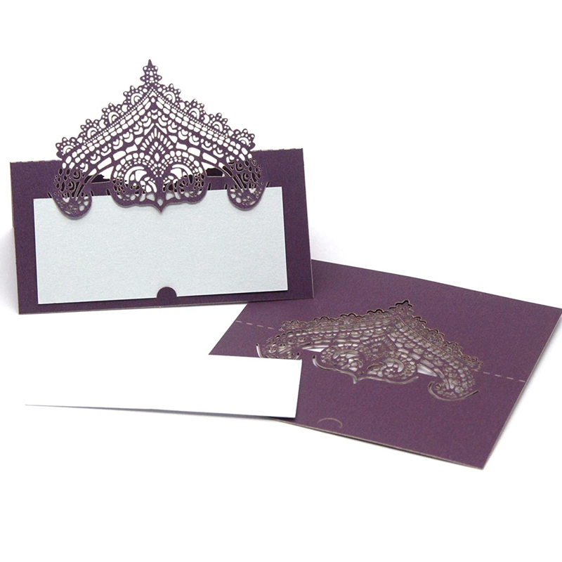 100 Pcs Table Place Cards with White Inserts Crown Tent Cards Name Cards for Wedding Banquets Buffet Bridal