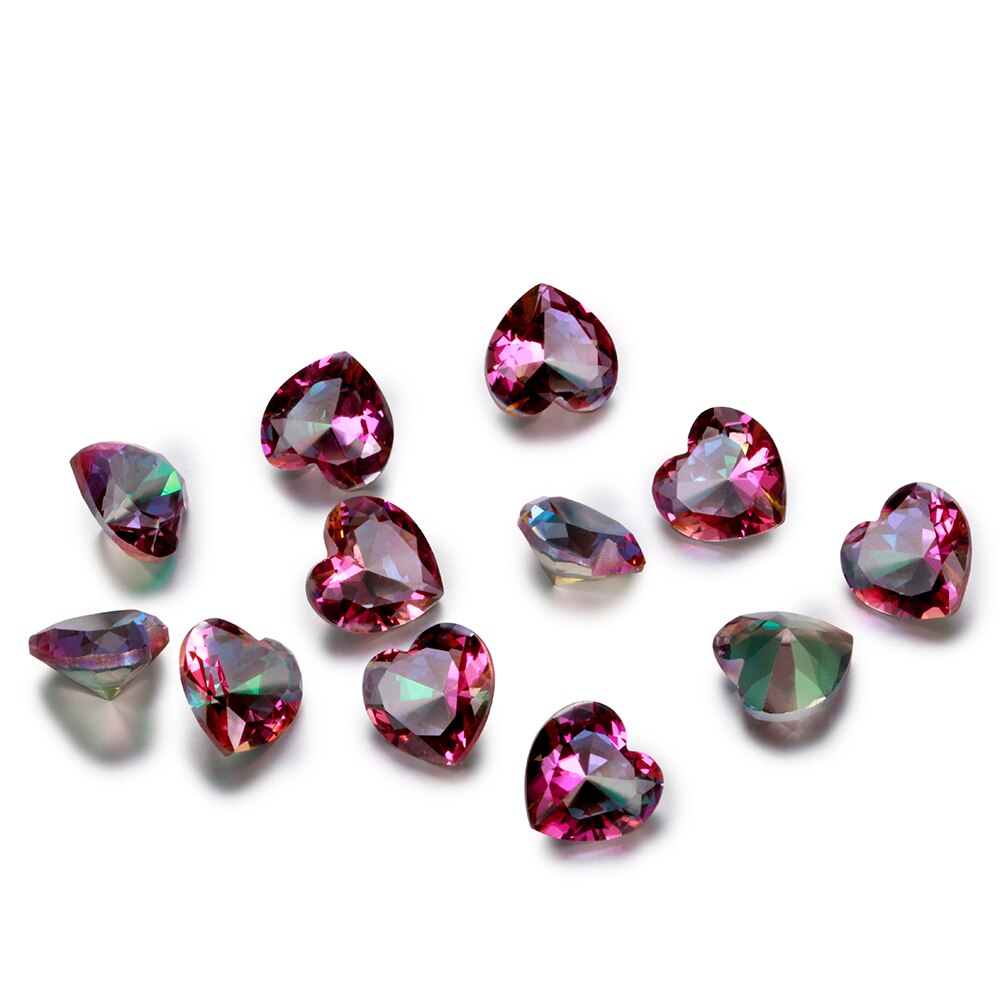 1-3ct Milticolor Losse Edelsteen Hartvorm Regenboog Mystery Topaz 9X9Mm Stenen Decoratie 10 Stks/set