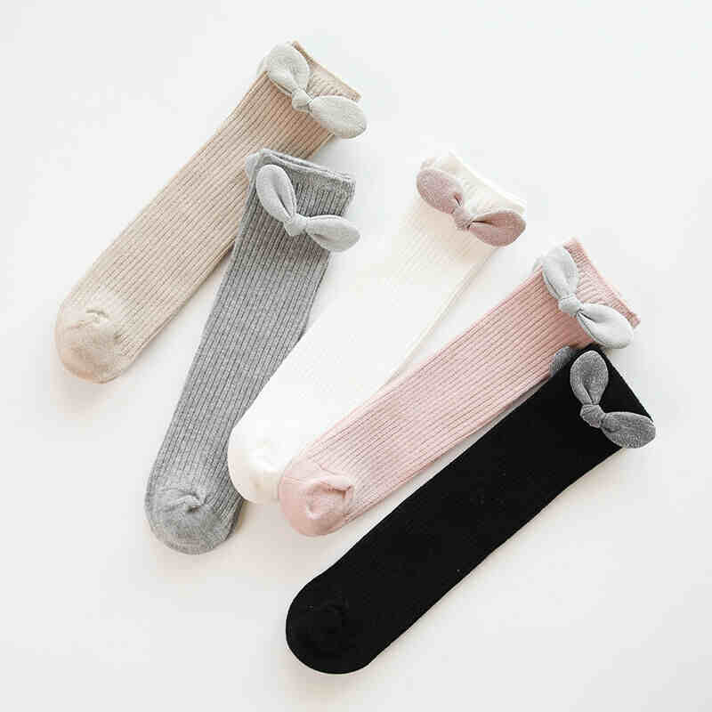 Neue freundlicher Socken Kleinkinder Mädchen Großen Bogen Kniehohe Lange Weiche Baumwolle Rippen Bowknot Herbst Winter Warme Socken Für freundlicher Süssigkeit Farbe