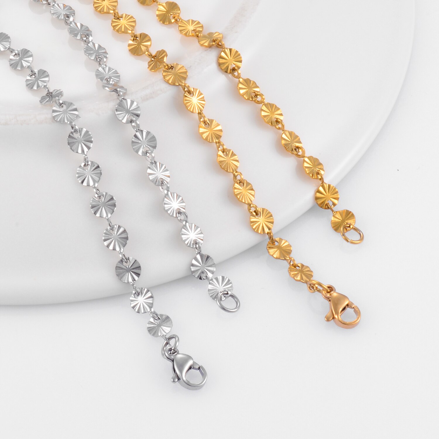 Stainless Steel Necklace Handmade Chain Round Gold Chain Ladies Jewelry