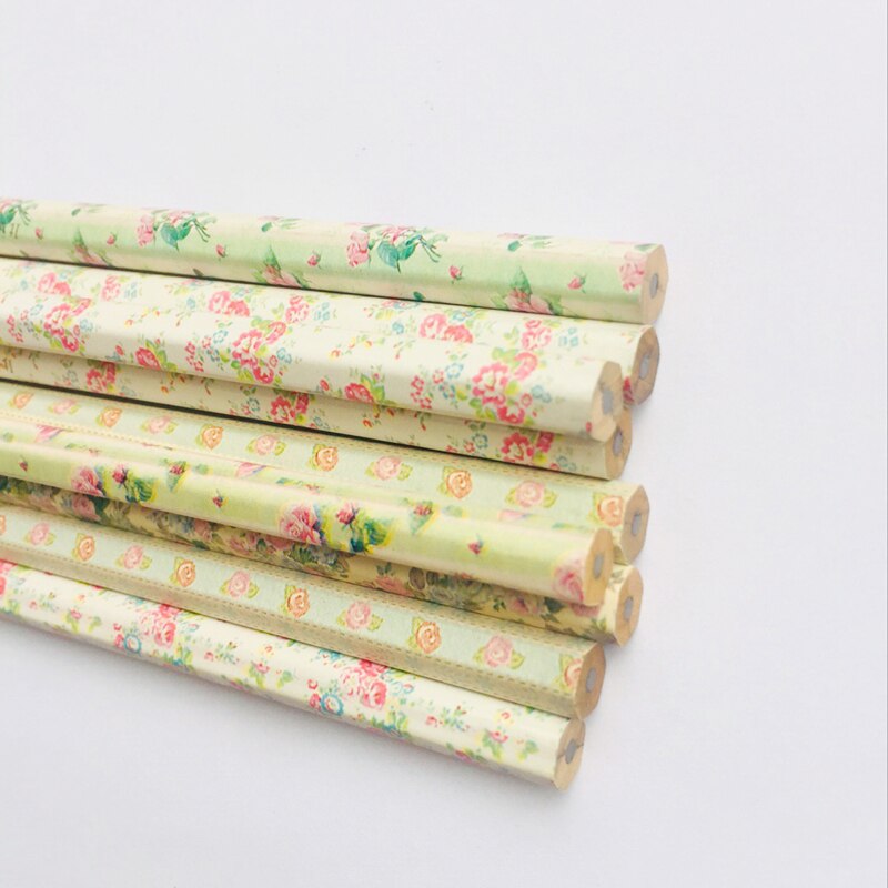 4pcs /Set Floral Hexagon HB Standard Wooden Pencil Writing Drawing Pencil School Supply Stationery