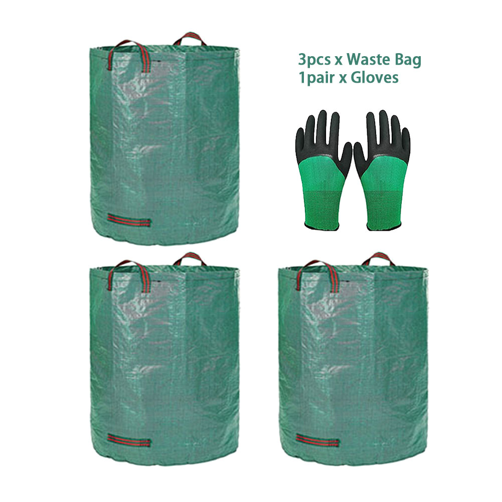 3pcs Container Heavy Duty Storage Rubbish Reusable Yard With Handles Leaf Waterproof Garden Waste Bag Large Capacity Cleaning