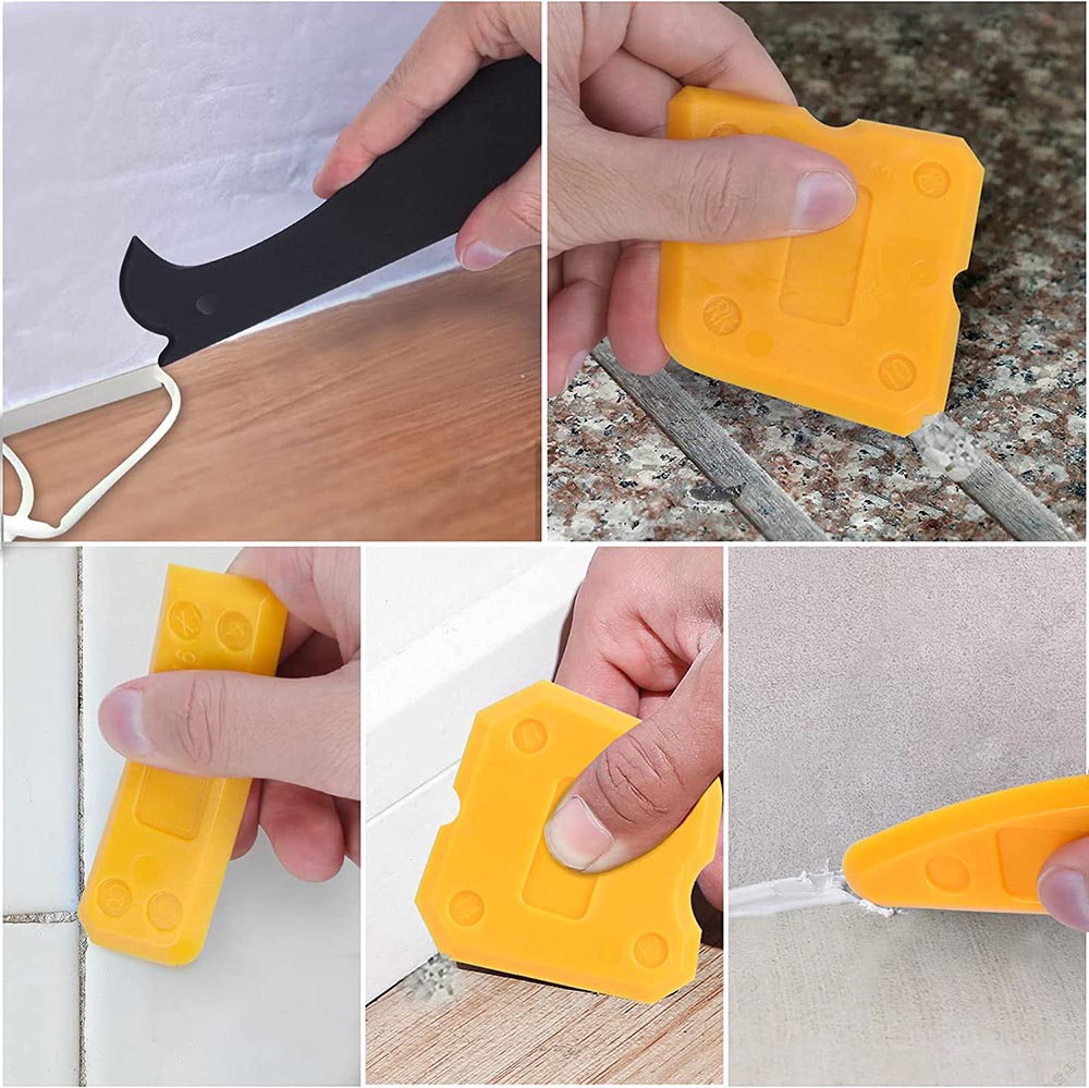 5in1 Multifunctionele Coner Breeuwen Tool Siliconen Schraper Lijm Remover Mes Hoek Schoonheid Spleet Spatel Tool Grout Schraper Kit