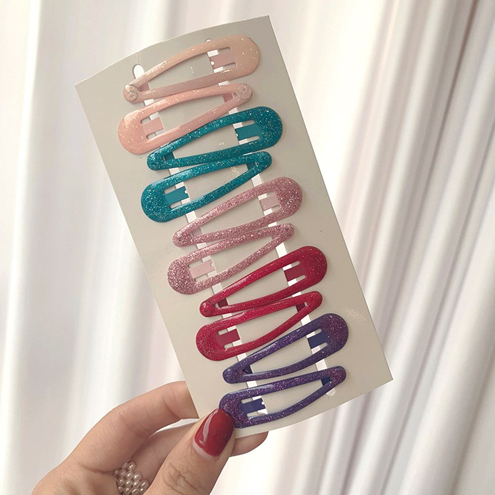 10 piezas de cabello de bebé Clips para el cabello peinado accesorios niñas Snap Clip brillo pines BB horquilla Color broches para niños los niños: 4