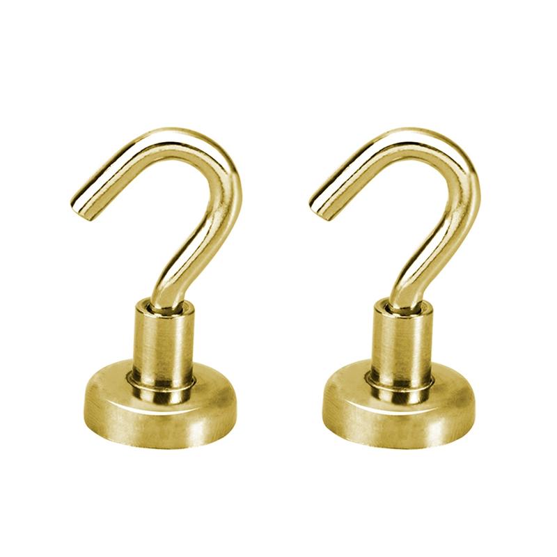 2pcs Magnet Hooks Super Strong Magnetic Hooks Heavy Duty Hook Holder Bags Wall Hanging For Home Door Storage Organization: Gold