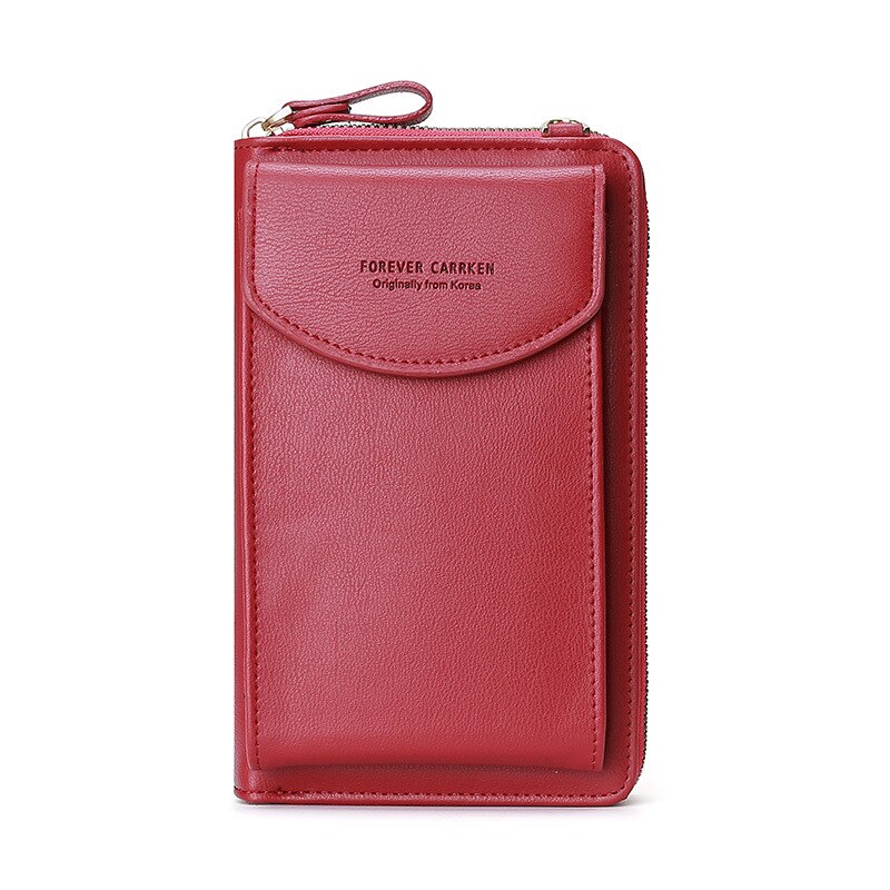 CarrKen Ladies Wallet Diagonal Bag Multi-Function Mobile Phone Bag Long Clutch Bag Versatile Shoulder Bag: Red