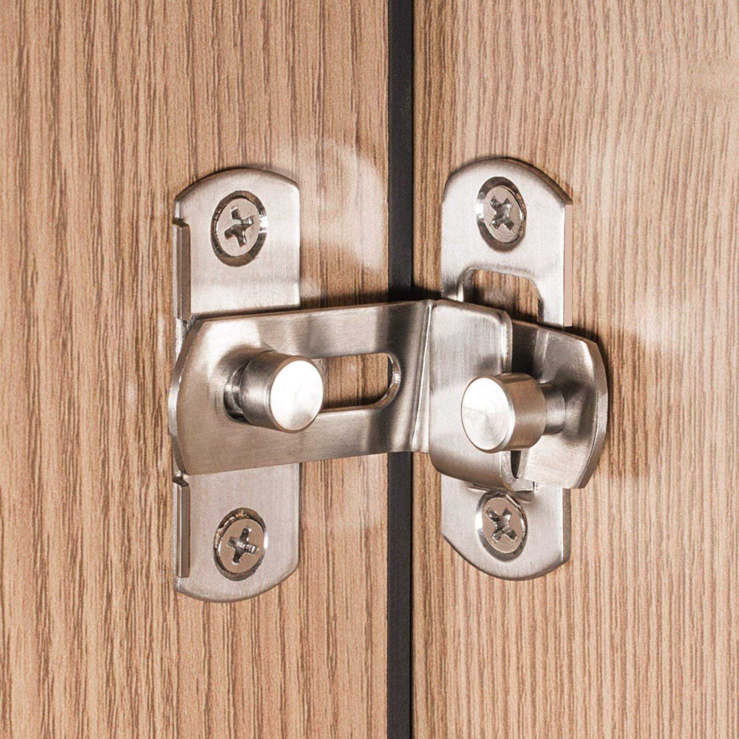 2 Pieces 90 Degree Right Angle Door Latch Hasp Bending Latch Buckle Bolt Sliding Lock Barrel Bolt with Screw for Door