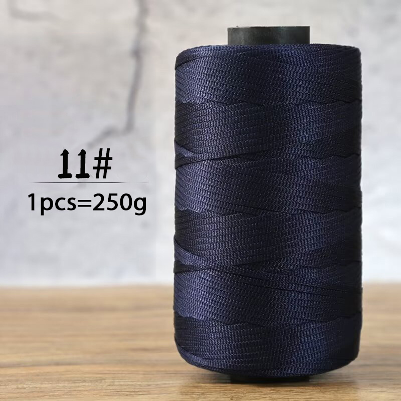 250g summer crochet flat ribbon thread handmade DIY weaving production crochet summer sun hat sandals bag shiny yarn: dark blue