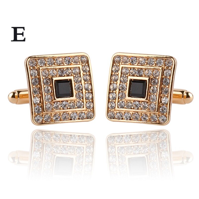 1 paar hoogwaardige Sieraden Unisex Wit Paars Emaille Crystal Manchetknopen Wedding Party Manchetknopen Franse shirt Manchet Knoppen: E