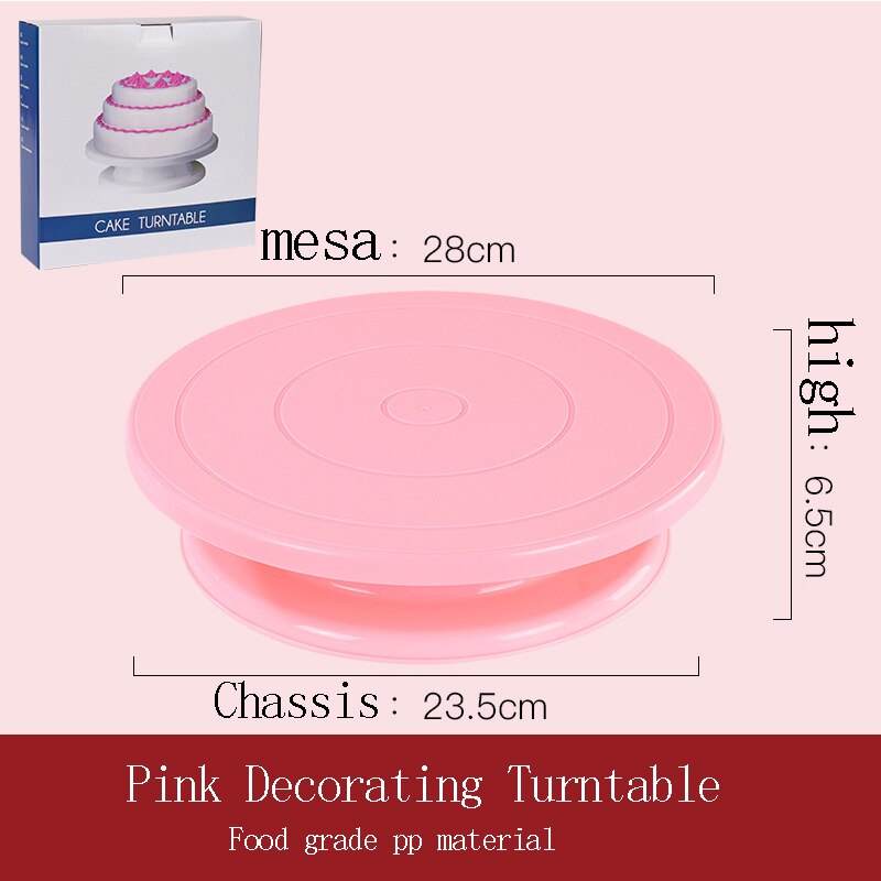 Lidafish kuchenständer, stabiler, rutschfester drehteller, tortendekorationszubehör, backformen, backzubehör für runde kuchen: Rosa plattenspieler