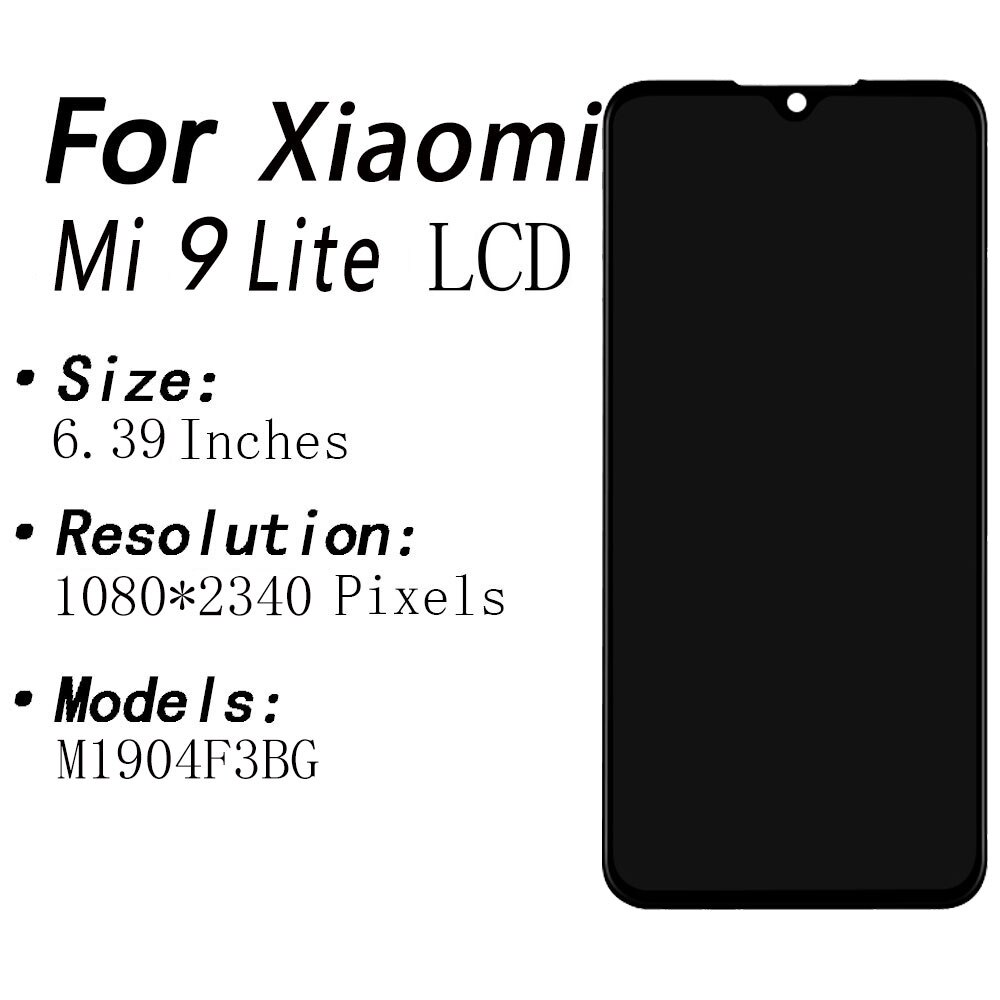 AUMOOK Super AMOLED 6.39&quot; For Xiaomi CC9 LCD Display Touch Screen Digitizer For Xiaomi MI 9 Lite LCD M1904F3BG Replacement Parts