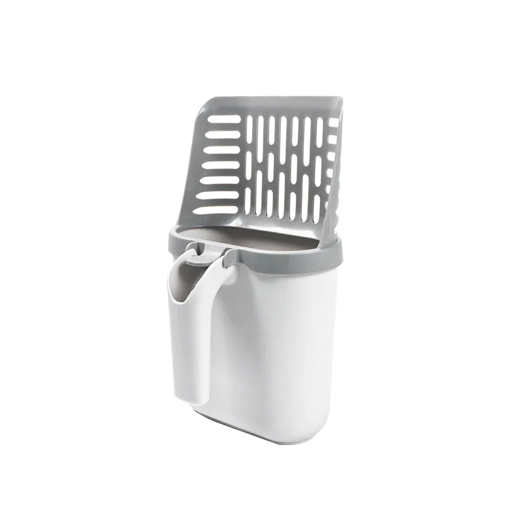 Bredere Kattenbak Schep Zelfreinigende Schep Met Navulzakjes Grote Kattenbak Vuilnisbak Afvalbak Huisdierbenodigdheden: Light Grey