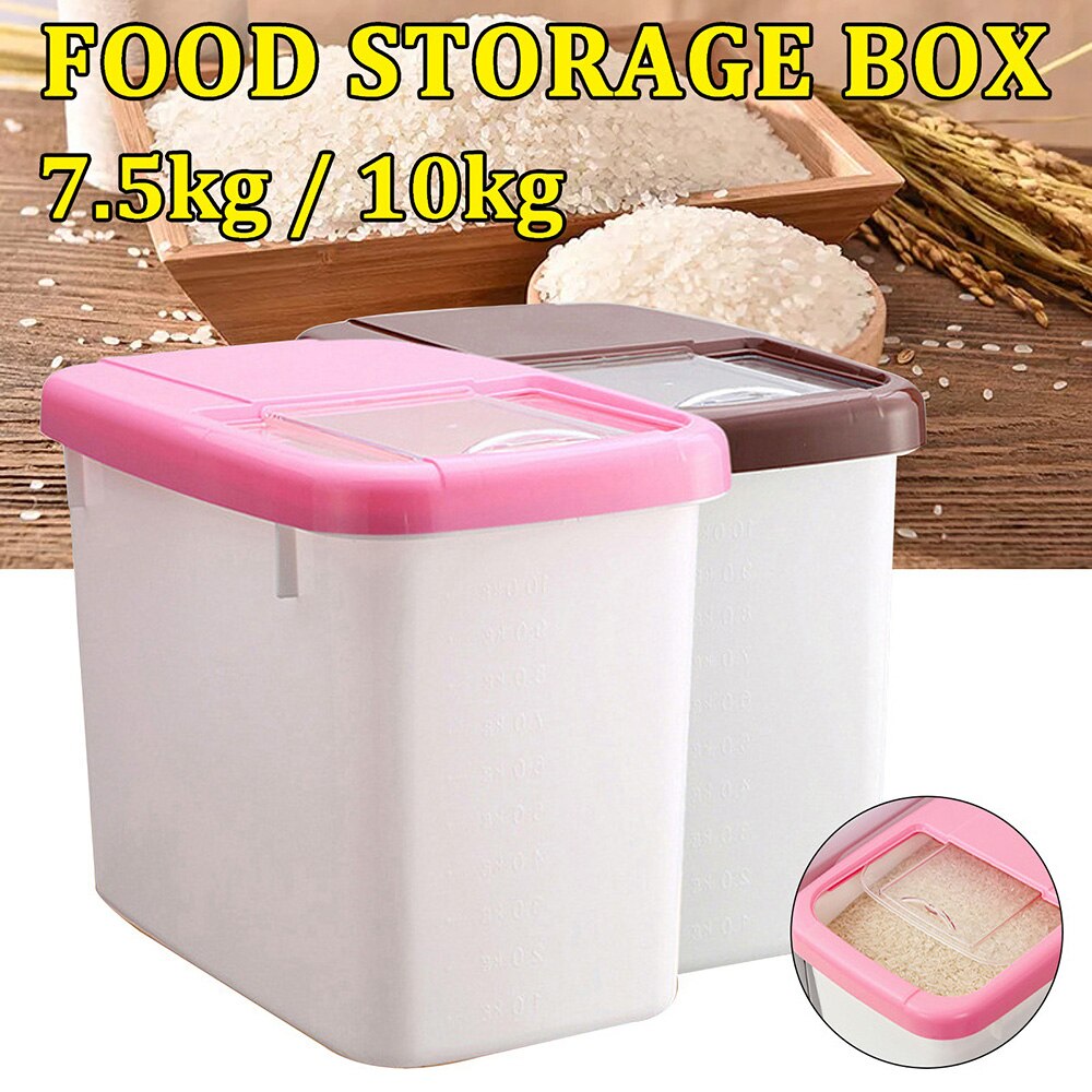 7.5/10kg Plastic Rice Grain Storage Box Grains Beans Food Container Sealed Moisture-proof Food Storage Containers Kitchen Items