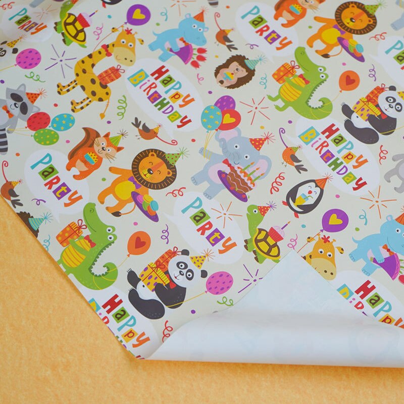 50x70cm Animal Cartoon Style Wrapping Paper Roll for Wedding Kids Birthday Baby Shower Wrap Craft Paper Decor: S4