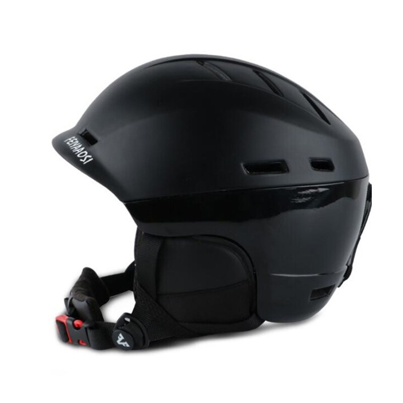 Ski Helm Integraal-Gegoten Skiën Helm Voor Volwassen En Kinderen Sneeuw Helm Skateboard Ski Snowboard Helm: Black / 54-58cm