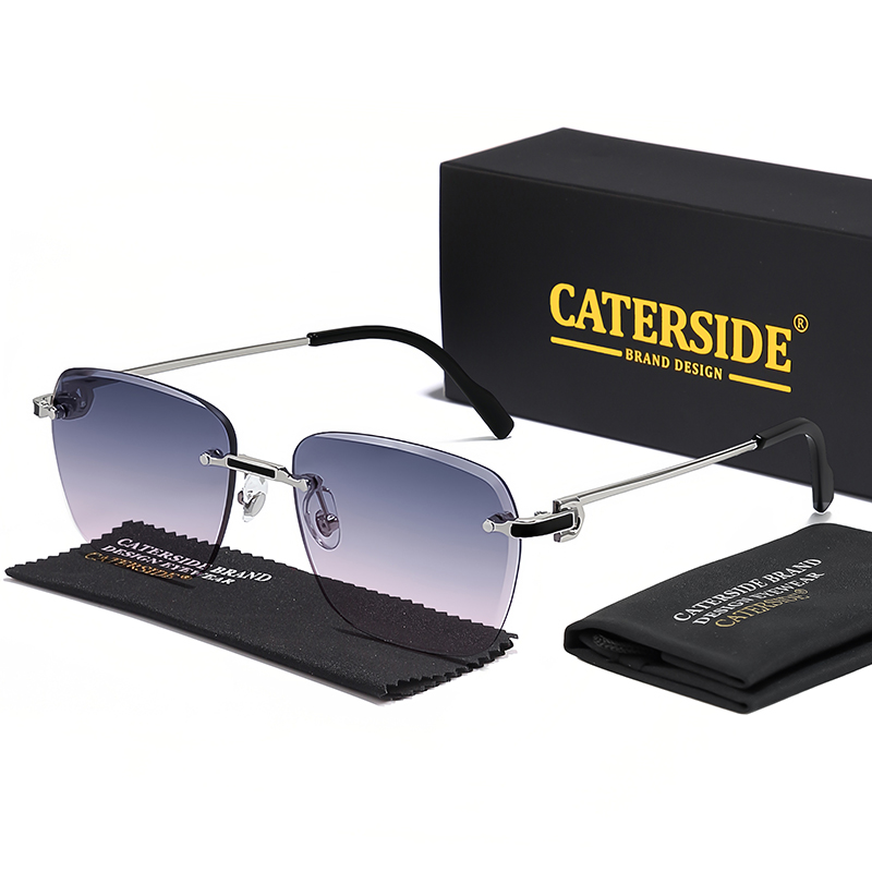 CATERSIDE pilote sans monture lunettes De Soleil hommes dégradé lunettes De Soleil femmes rétro affaires Shopping UV400 Lunette De Soleil Homme: Clair