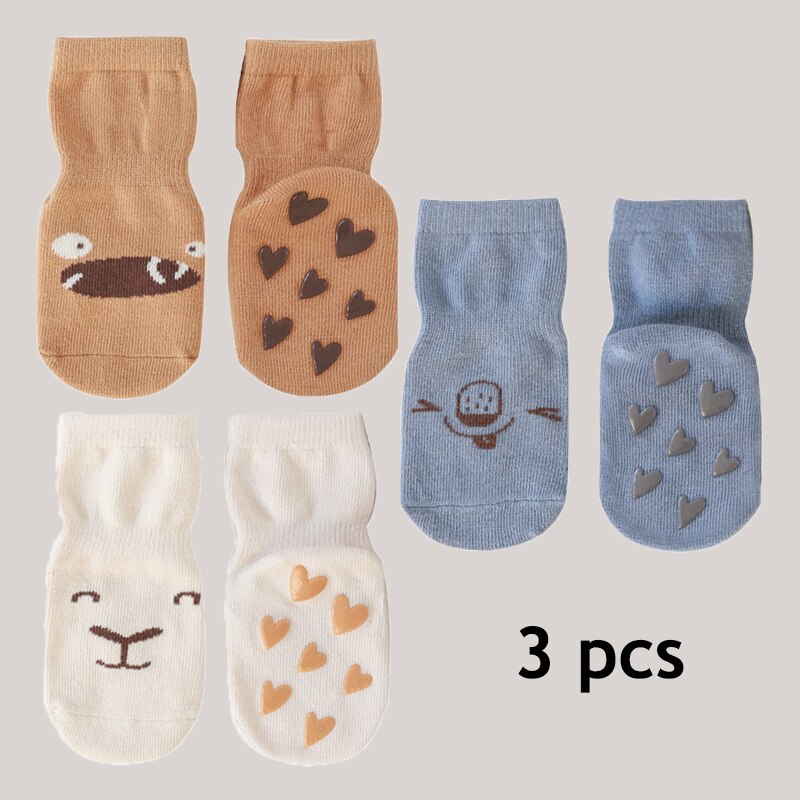 3 szt. Wiosenne skarpety dziecięce dla dziewczynki chłopiec kreskówka zwierzęta drukuj skarpetki dziecięce akcesoria dla dzieci bawełniane rzeczy o wysokiej elastyczności antypoślizgowe: 3 szt 8 / 12 m