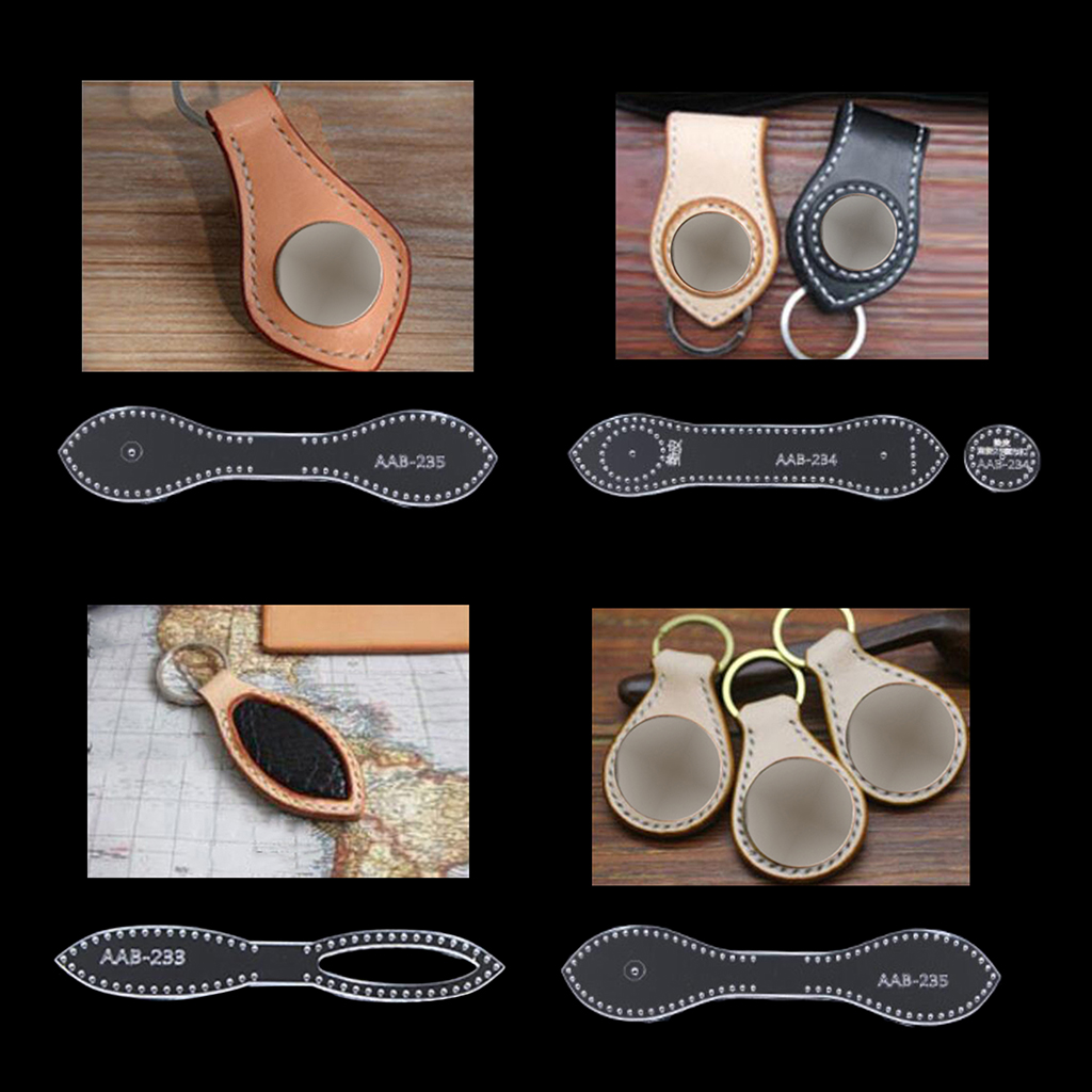 Leather Handmade Craft Women Men Keychain Key Chain Sewing Pattern Acrylic Stencil Template Sewing Accessories with Holes
