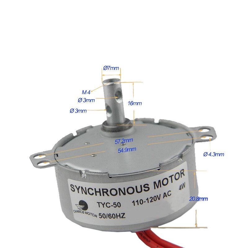 CHANCS TYC-50 Small Synchronous Motor 110V AC 15-18RPM Shaft Rotation CCW 4W Gear Motor For Electric Fireplace