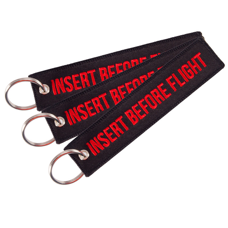 3 kpl/eräsisäke ennen lentoa avaimenperä avaimenperä autoihin ja moottoreihin avaimenperät embroidery oem avaimenperä kangas sleutelhanger