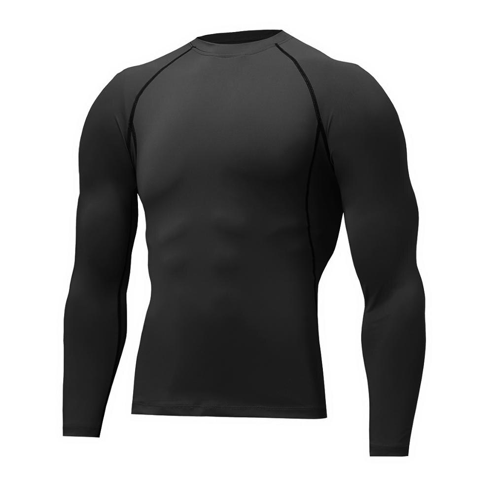 Los hombres de capas de Base Tops de manga larga gimnasio correr Entrenamiento T camisas: black / XL