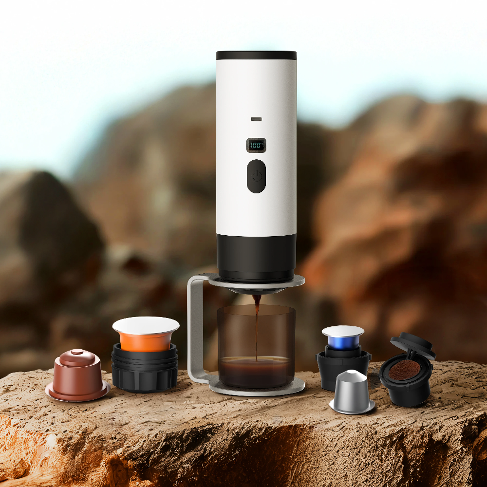 3- i -1 trådlös elektrisk bärbar espressomaskin för bil och hemmacamping kaffebryggare kapselpulver resekaffebryggare