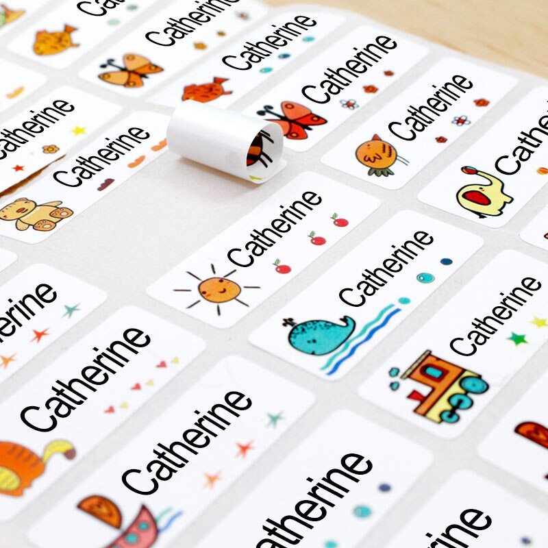 Sellos bonitos de dibujos animados para niños y estudiantes, tela lavada de gran tamaño sin decoloración y sellos textiles.: sixty name stickers