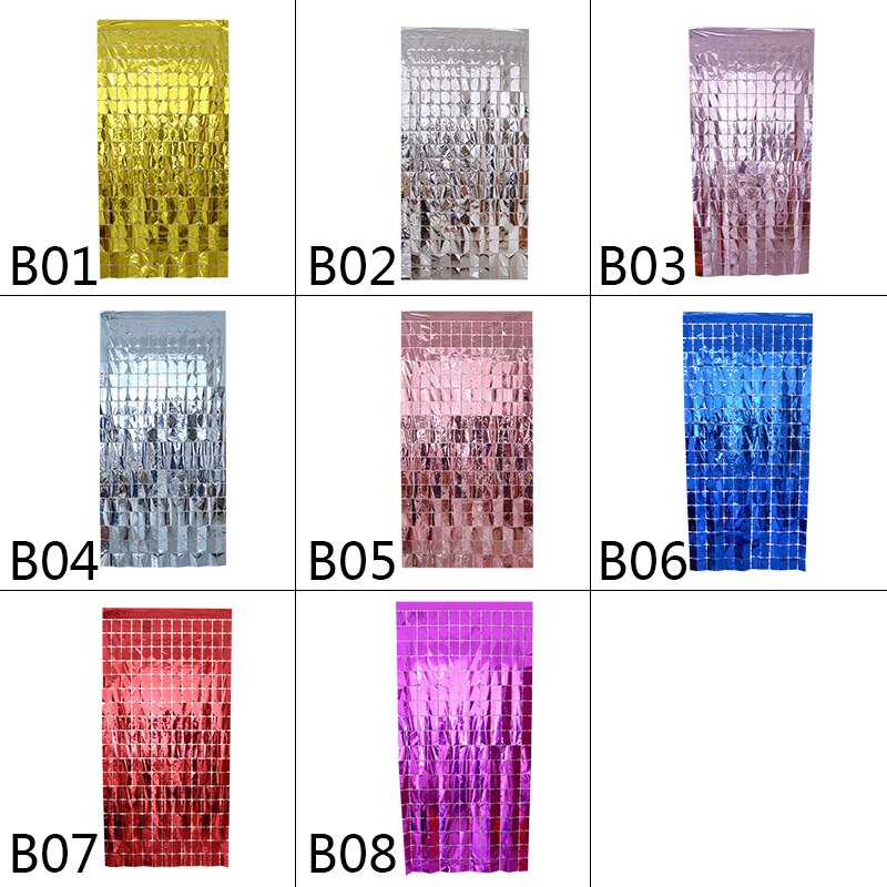 1Pcs Metalen Folie Metalen Draad Kwastje Bruiloft Verjaardag Wanddecoratie Achtergrond Deuren En Ramen Vierkante Regen Gordijn Muur Gordijn