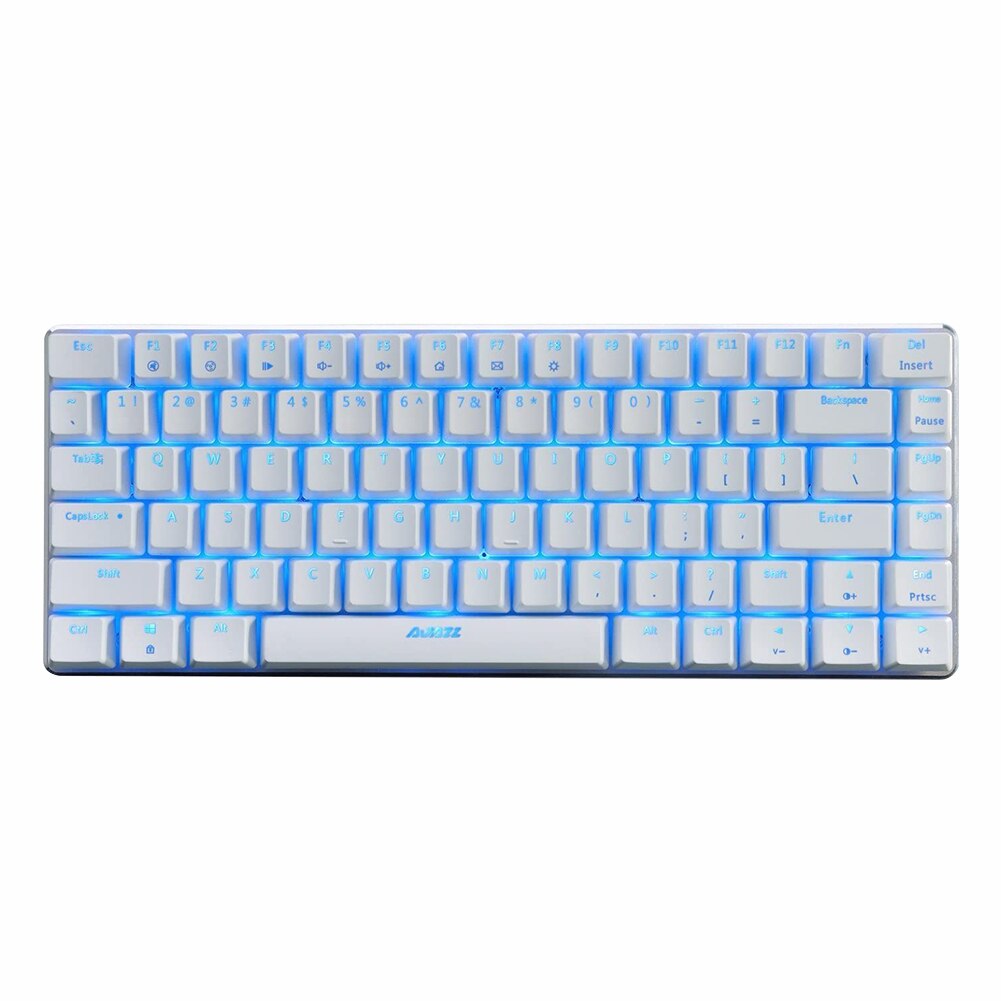 Ajazz AK33 82 touches clavier mécanique USB filaire LED rétro-éclairage clavier de jeu ergonomique pour ordinateur: WHITE