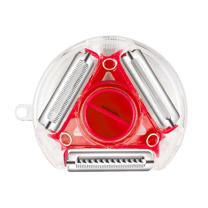3 in 1 Magic Trio Peeler Set Slicer Stainless Steel Peeler Shredder Julienne Cutter Multi Peel Blade Zesters Grater Kitchen Tool: Red
