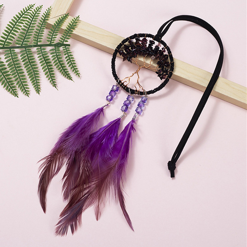 Cristalli Acchiappasole per auto Ornamenti appesi Pietre naturali artigianali Ghia Albero della vita Acchiappasogni Decorazioni per la casa nordica