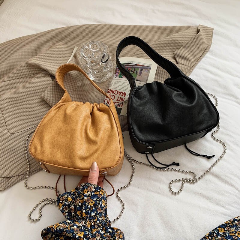 Simple Chain Lederen Crossbody Tassen Voor Vrouwen Handtassen En Portemonnees Vintage Schouder Messenger Bags