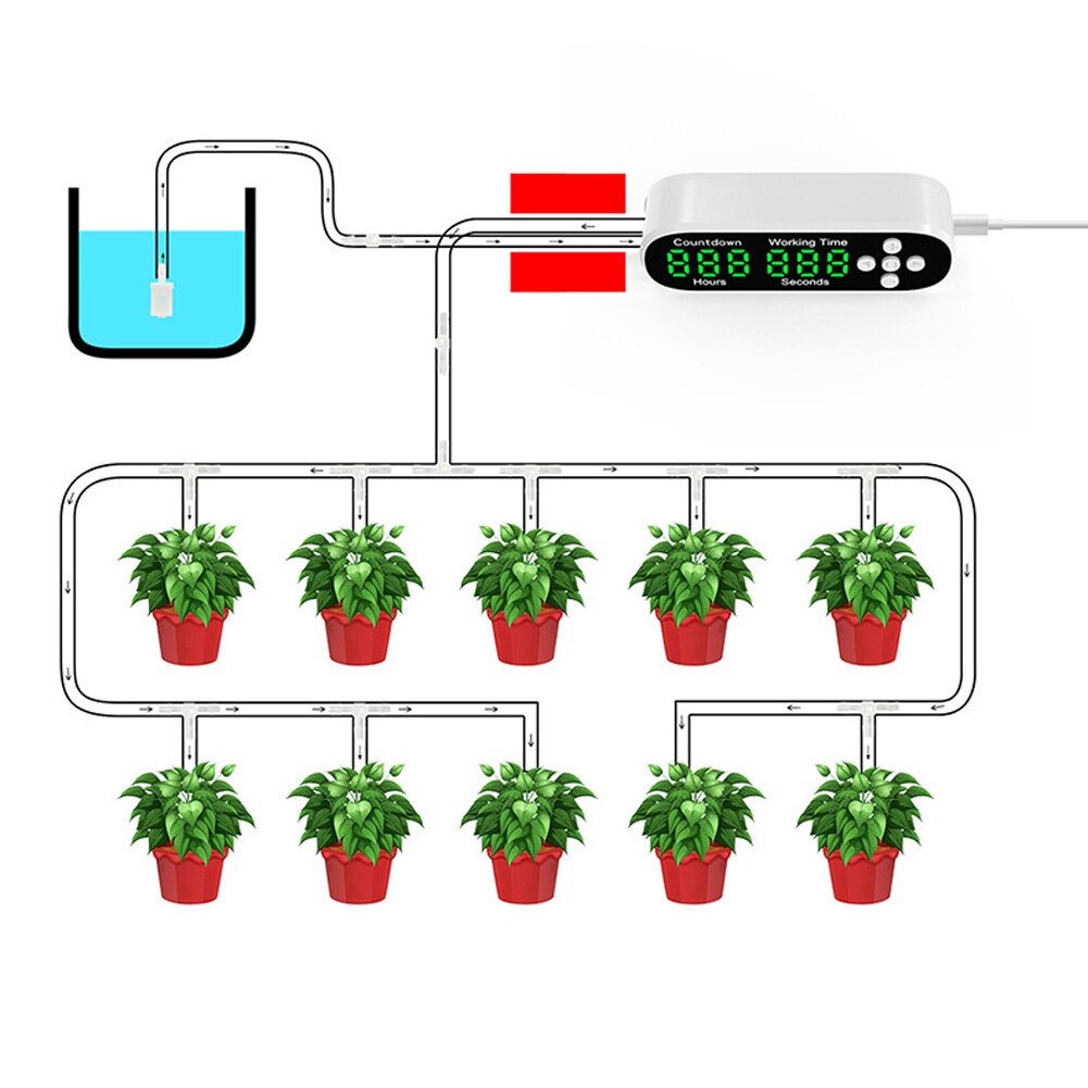 Dispositivo de riego automático inteligente, controlador temporizado para jardín, terraza, sistema de riego por goteo para flores de plantas en maceta 10-20