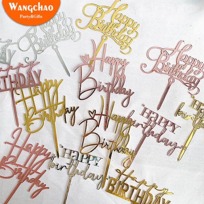 Acrylic Happy Birthday Cake Topper Baby Shower Party Cake Topper Children and Cake Decoration Party Supplies