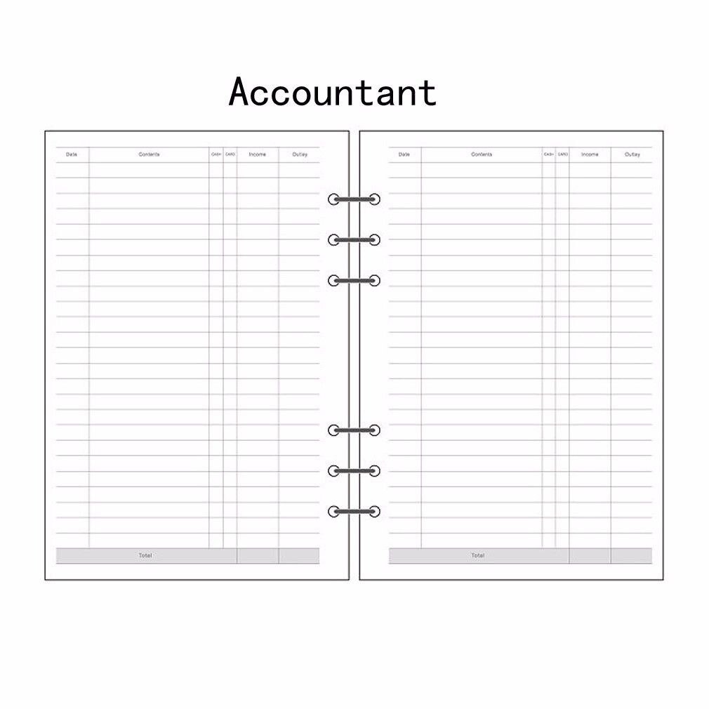 A5/A6/A7 Accountant Planner Diary Insert Loose Leaf Refill Schedule Organiser 45 Sheets Note core inner school office supply