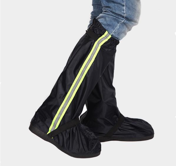 Housse de chaussure de moto Oxford tissu hommes et femmes imperméable et pluie épaississement équipement d'équitation longue jambe couverture porter bas: black / XXL