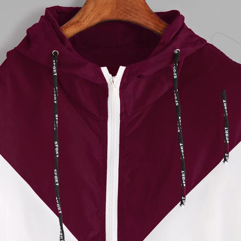 Kvinder hættetrøjer kvindelige lynlåslommer afslappet lange ærmer hættetrøjer efterår dame patchwork sport hættetrøjer femme