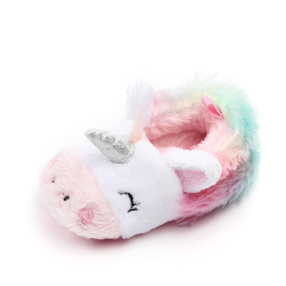 toddler baby girl flowers unicorn shoes plush PU shoes soft bottom crib shoes spring and autumn first step 0-18M: 1 / 12