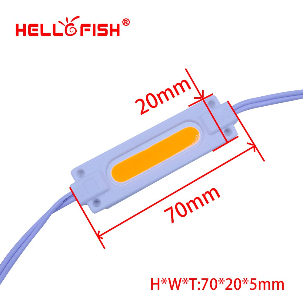 Hej fisk 20 stk  dc12v cob led moduler 7020 reklamemoduler lysende tegn, baggrundslys moduler  ip65 vandtæt