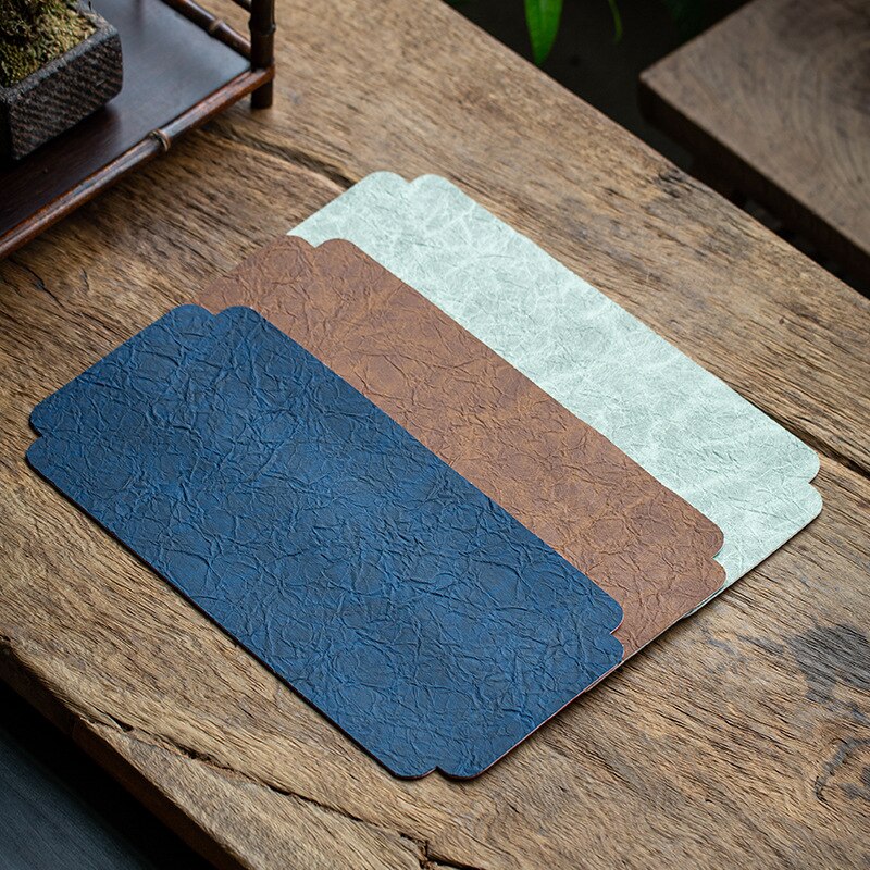 Tapis de thé sec avec nouilles en cuir, imperméable, nappe de table, Kung Fu, serviette de thé, tissu Zen trompette