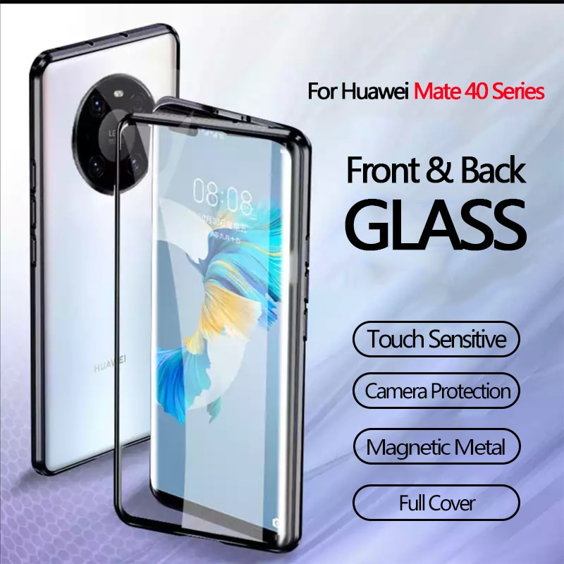 Funda protectora completa con tapa para Huawei Mate 40 Pro Mate40 Pro + Funda de cristal magnética para Huawei Mate 30 20 Pro 20X, 360