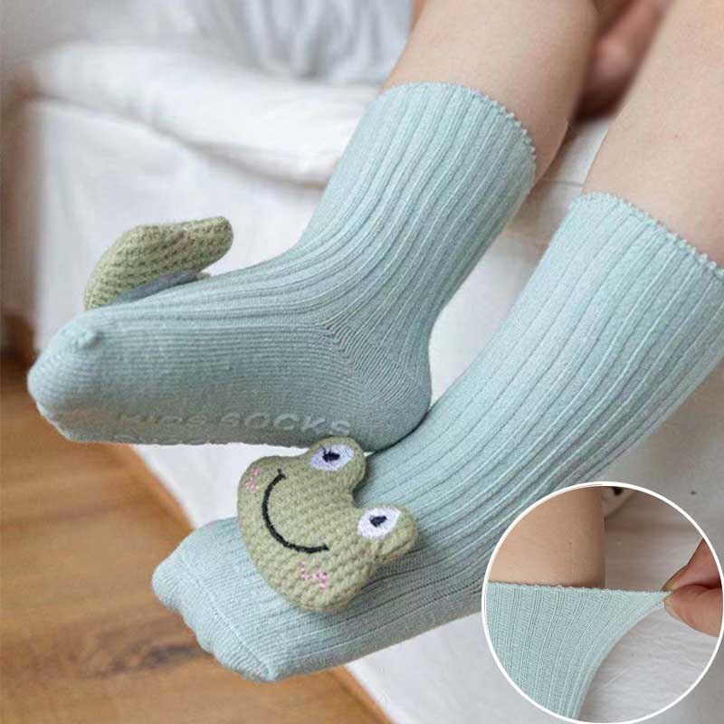 Babysocken mit Karikatur-motiven 3d einfarbig, mit schleife, rutschfester sohle, weich und warm, Ideal für babys und kleinkinder, für Höhle Winter.