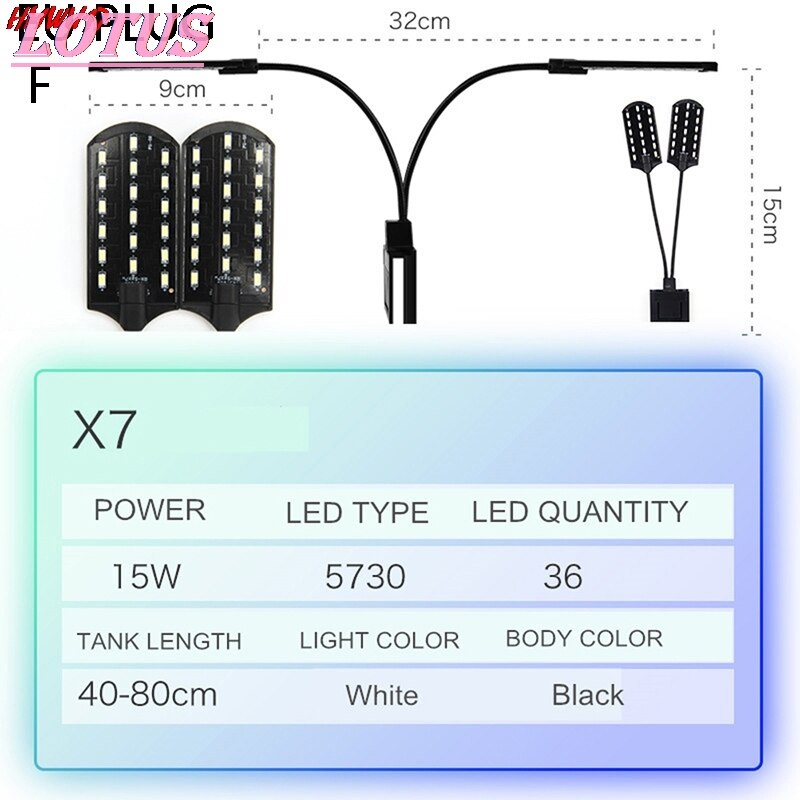Super Slim Led Aquarium Licht Waterplanten Grow Light Waterdicht Clip-On Lamp Aquarium: F