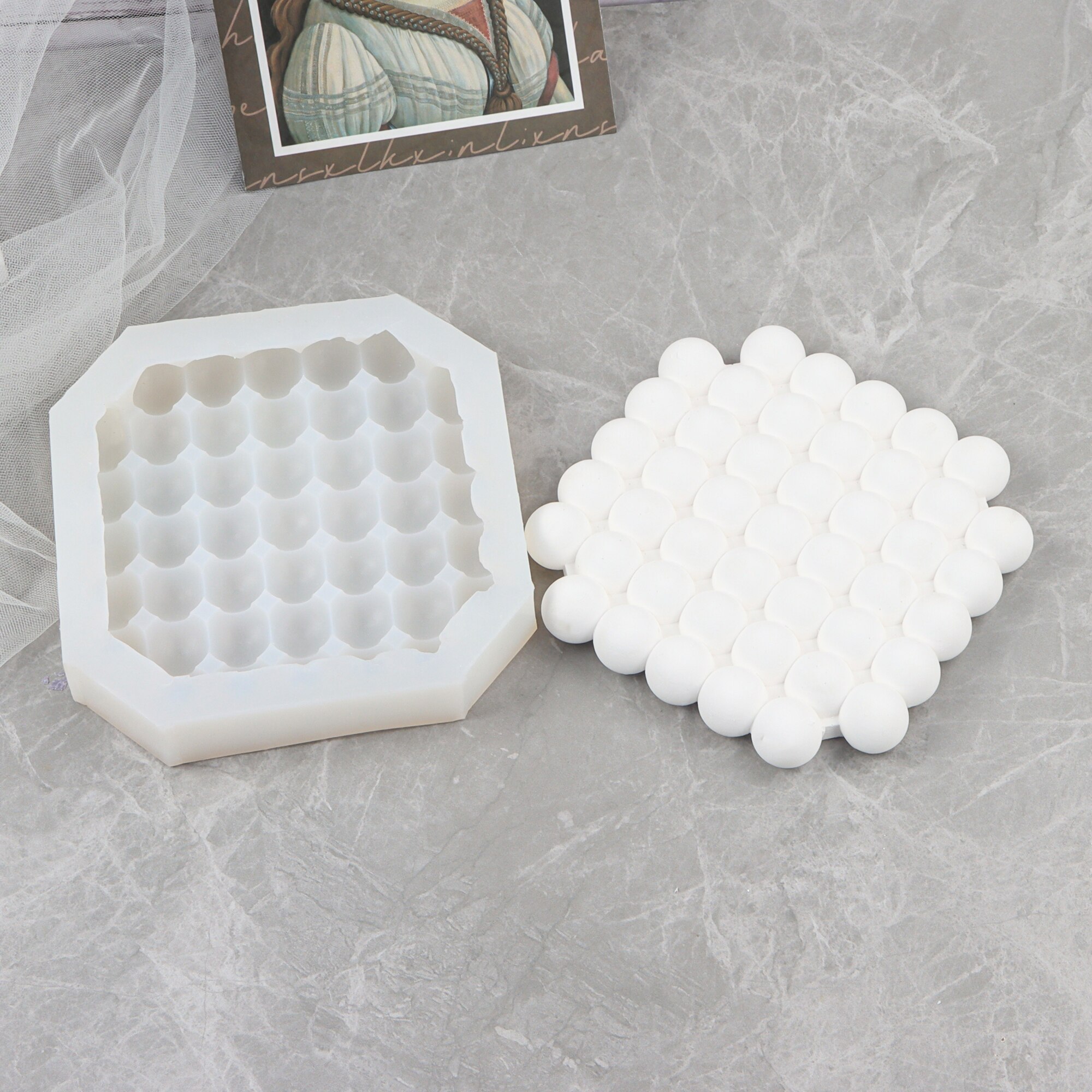 Beton bakke form cement kugle bakke placeringer silikone form coaster duftende lys bakke silikone forme dekoration