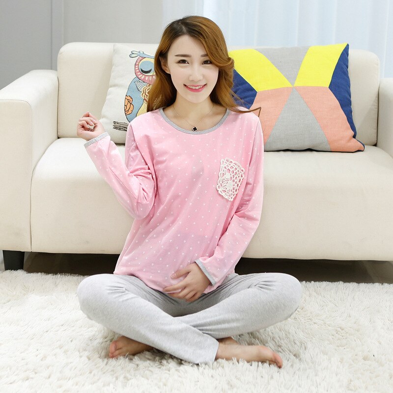 Pijamas de maternidad postparto fuera de manga larga lactancia ropa Otoño Invierno lactancia ropa