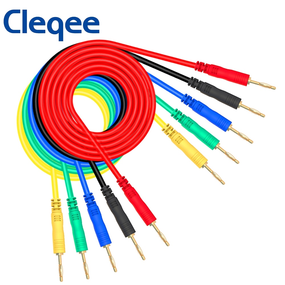 Cleqee P1048 2Mm Banana Plug Test Leads Flexibele Test Kabel Dual Ended Vergulde Banaan Plug Draad Voor Multimeter testen 5Pcs