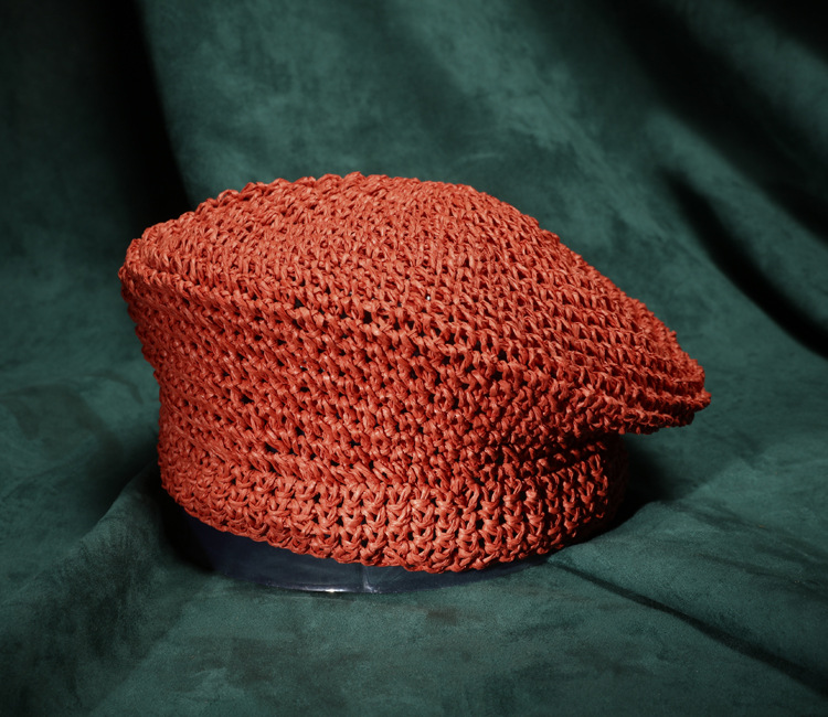 Boina de paja japonesa para mujer, sombrero de pintor, sombrero de paja transpirable, boina informal para mujer de verano: orange