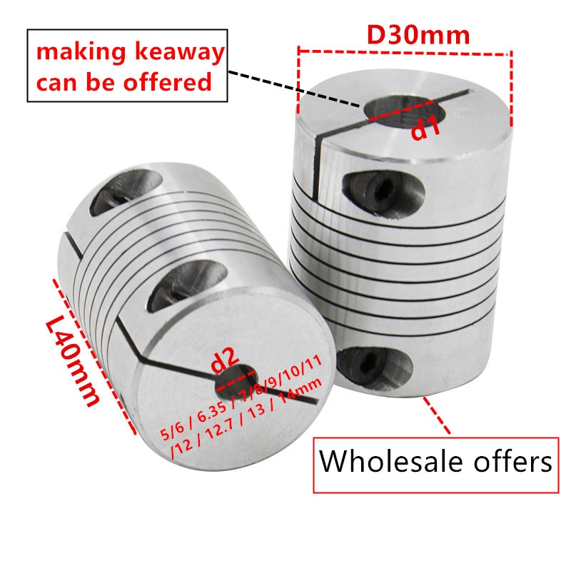 1 st. 8/10/12/15/16 mm d 30 l 40 aluminium cnc stappenmotor flexibele as koppeling encoder graveermachine