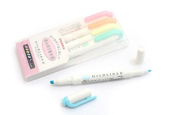 Zebra Mildliner-rotulador suave de doble cara, juego de 5 colores, resaltador