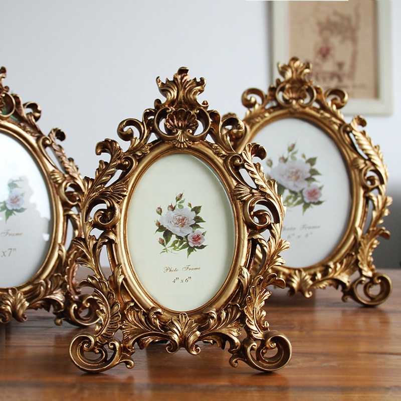 European Antique Old Elliptic Resin Home Staircase Classical Photo Frames Picture Frames Framework for A Photo